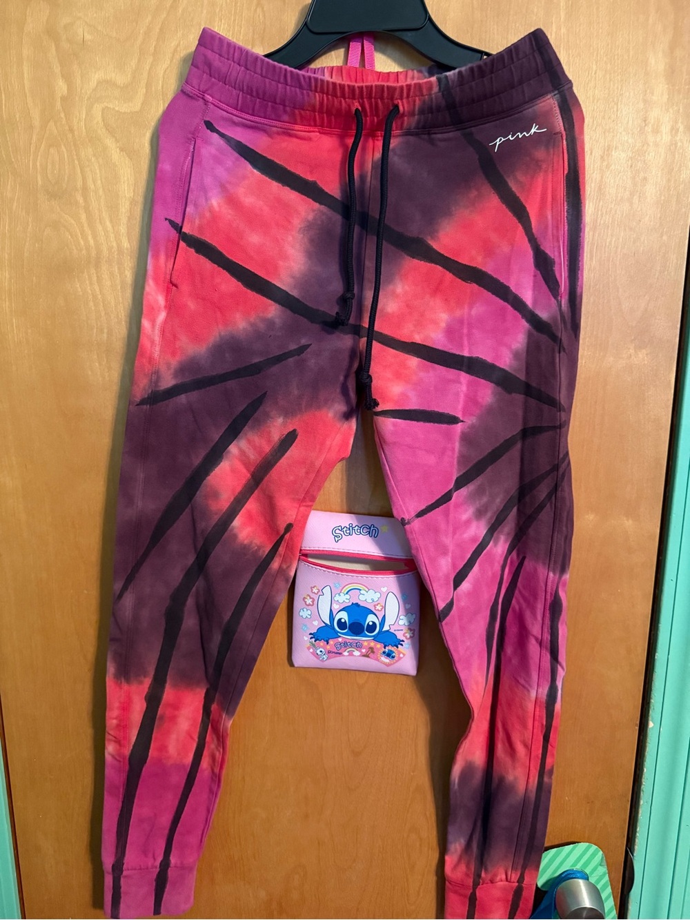 PINK Victoria's Secret Pink & Black Tie-Dye Joggers
